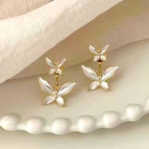 Opal And Gold Butterfly Earrings